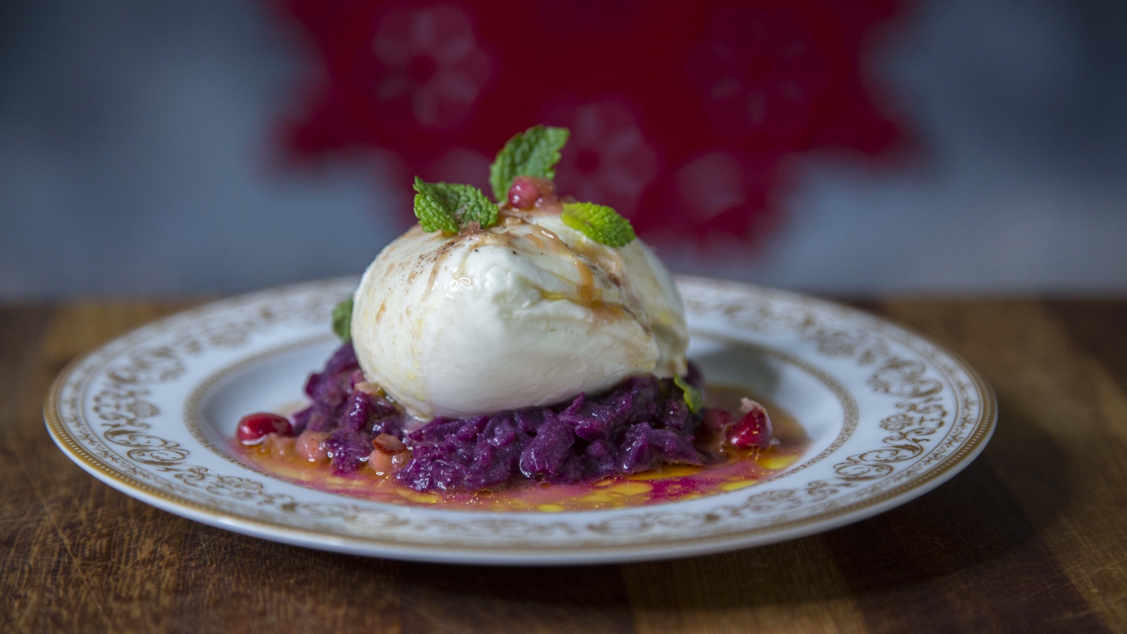 Shredded sugarloaf cabbage with burrata and spiced butter