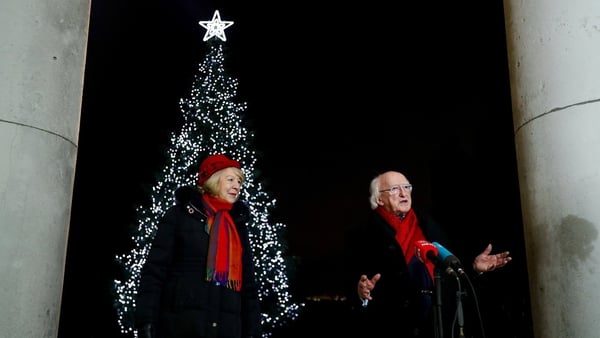 President Higgins and his wife Sabina at Christmas 2020 (Pic: Rolling News)