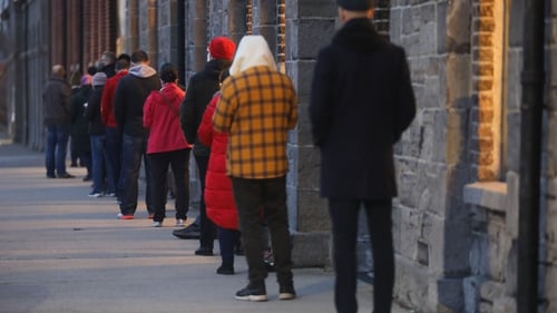 People queue outside Richmond Barracks in Dublin for a Covid-19 booster vaccine last week (Photo: RollingNews.ie)