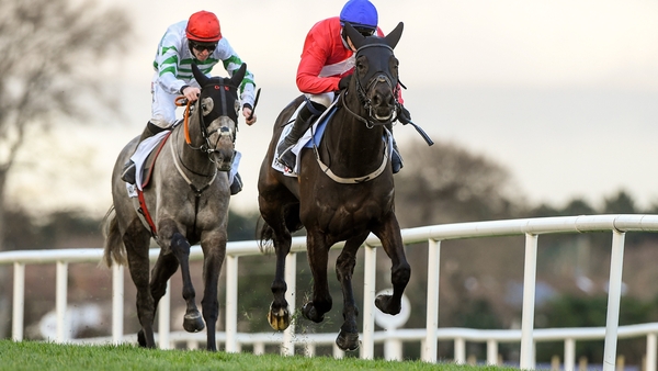 Ferny Hollow, with Paul Townend up, on their way to winning The Racing Post Novice Steeplechase from Riviere D'etel and Jack Kennedy