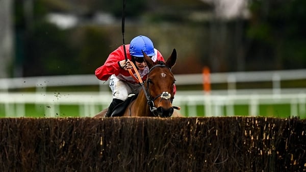 Rachael Blackmore and Envoi Allen on their way to winning the Paddy's Rewards Club Steeplechase