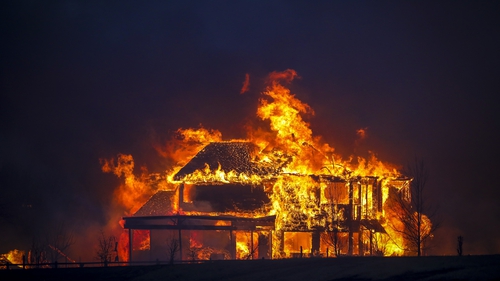 A home burns in Louisville