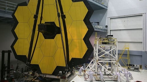 Engineers and technicians assemble the James Webb Space Telescope at NASA's flight centre in Greenbelt, Maryland