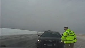 The incident happened on the side of the Interstate 80 in Wyoming (Pic: Wyoming State Patrol)