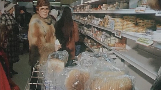 Shopping for bread and milk during the big snow, 1982.
