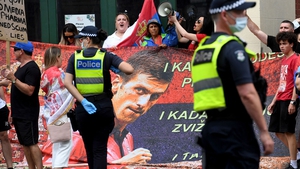 Supporters of the Serbian star gathered outside the detention centre in Melbourne