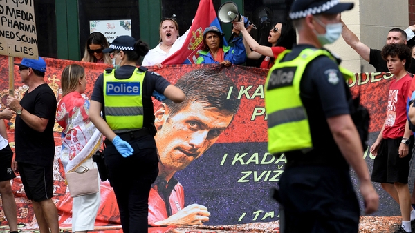 Supporters of the Serbian star gathered outside the detention centre in Melbourne