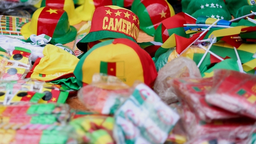 Cameroonian memorabilia on sale ahead of the African Cup of Nations.