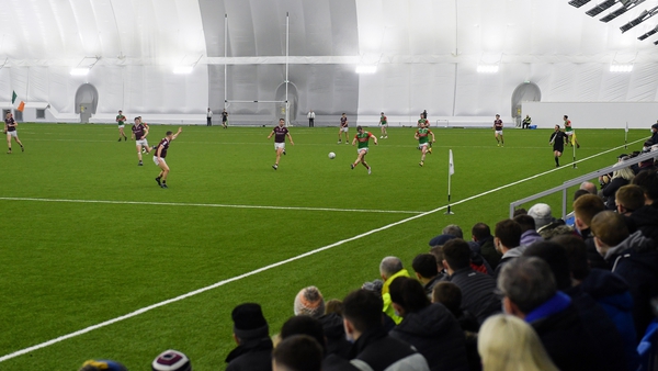 Mayo's Eoghan McLaughlin in possession during the Connacht FBD clash at the NUI Galway Connacht GAA Air Dome in Bekan