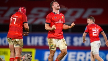 Alex Kendellen with Munster's match winning try v Ulster