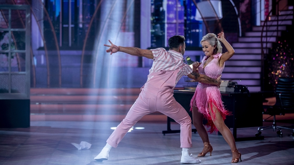 Author Cathy Kelly was pretty in pink with dance partner Maurizio Benenato