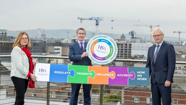 Minister Damien English, HSA CEO Dr Sharon McGuinness and HSA Chair Tom Coughlan