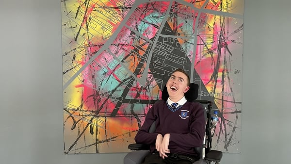 Joshua Whelan's first wheelchair artwork is on display in his school, Clarin College in Athenry