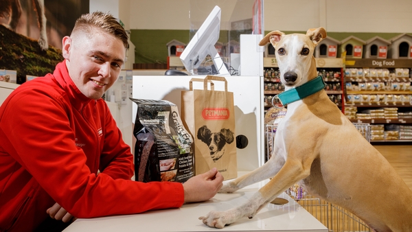 Liam Laffey, Store Manager of Roscommon Branch, with Atlas the whippet
