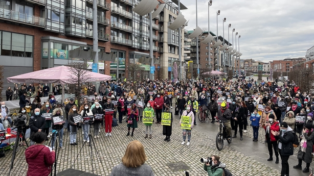 Crowds gathered in Smithfield Square at lunchtime today