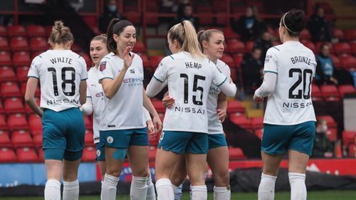 Georgia Stanway (2nd right) has now hit seven goals for City so far this term