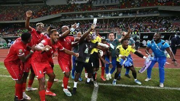 Equatorial Guinea players show their delight after the game