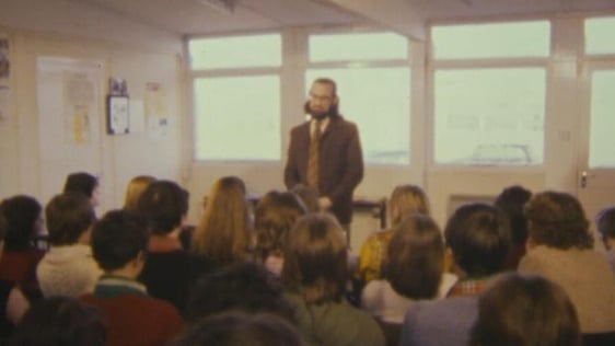 Poet John F Deane with students of Clondalkin Vocational School (1982)