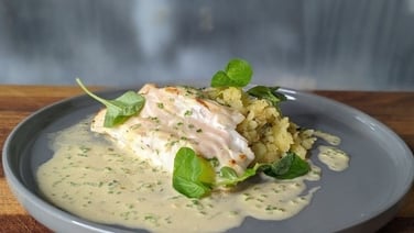 Wade's fried cod with lemon butter sauce