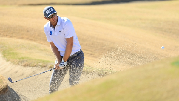 Seamus Power plays from the bunker on the second hole during the final round of the The American Express