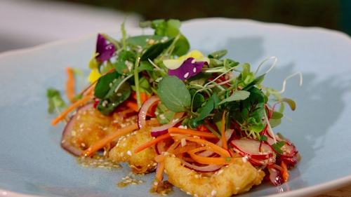 Neven's spiced crispy whiting goujons with salad