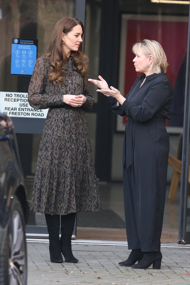 Kate Middleton looks fierce in khaki animal print midi dress