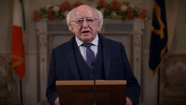 President Michael D Higgins giving his virtual address today