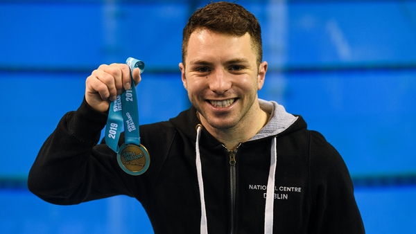 Oliver Dingley with his medal after winning the Mens 3m final at the 2019 Irish Open Diving Championships