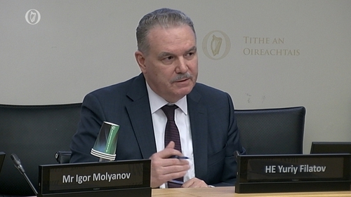 The Russian Ambassador Yuriy Filatov is appearing before the Oireachtas Committee on Foreign Affairs and Defence
