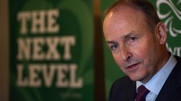 Taoiseach Micheál Martin speaking to the media at Dublin Castle today
