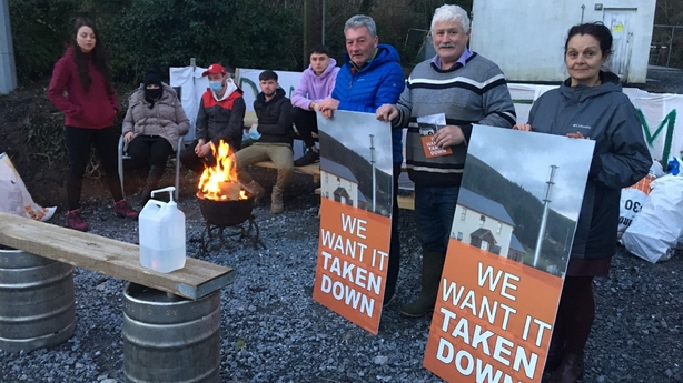 Protesters at the site