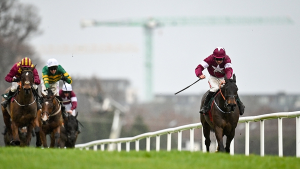 Conflated and Davy Russell on their way to winning the Irish Gold Cup on 5 February
