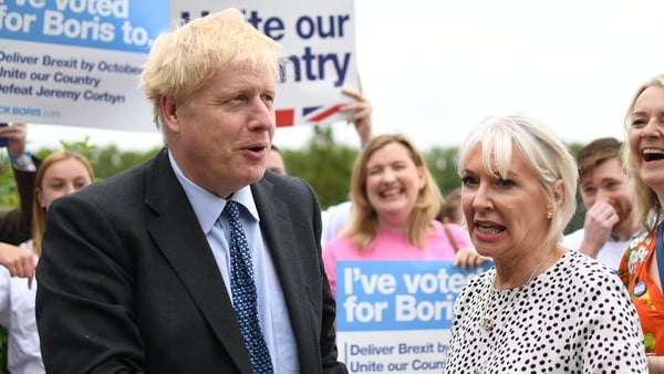 Boris Johnson with Nadine Dorries during a Tory leadership hustings in 2019