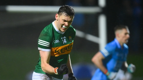 David Clifford celebrates after scoring a first-half point for Kerry