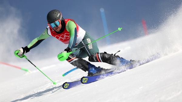 Jack Gower in action during the men's alpine combined slalom