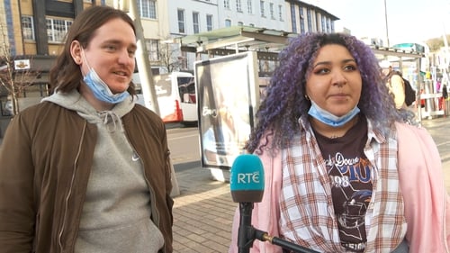 James Kells and Nina Duggan talking to RTÉ News in Cork