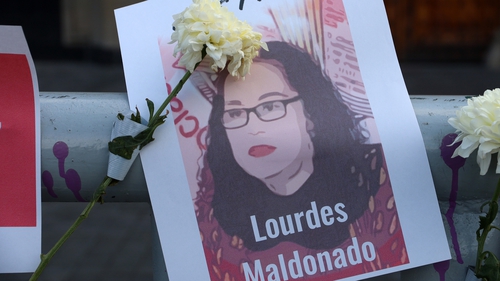 A memorial to María de Lourdes Maldonado López who was murdered on 23 January
