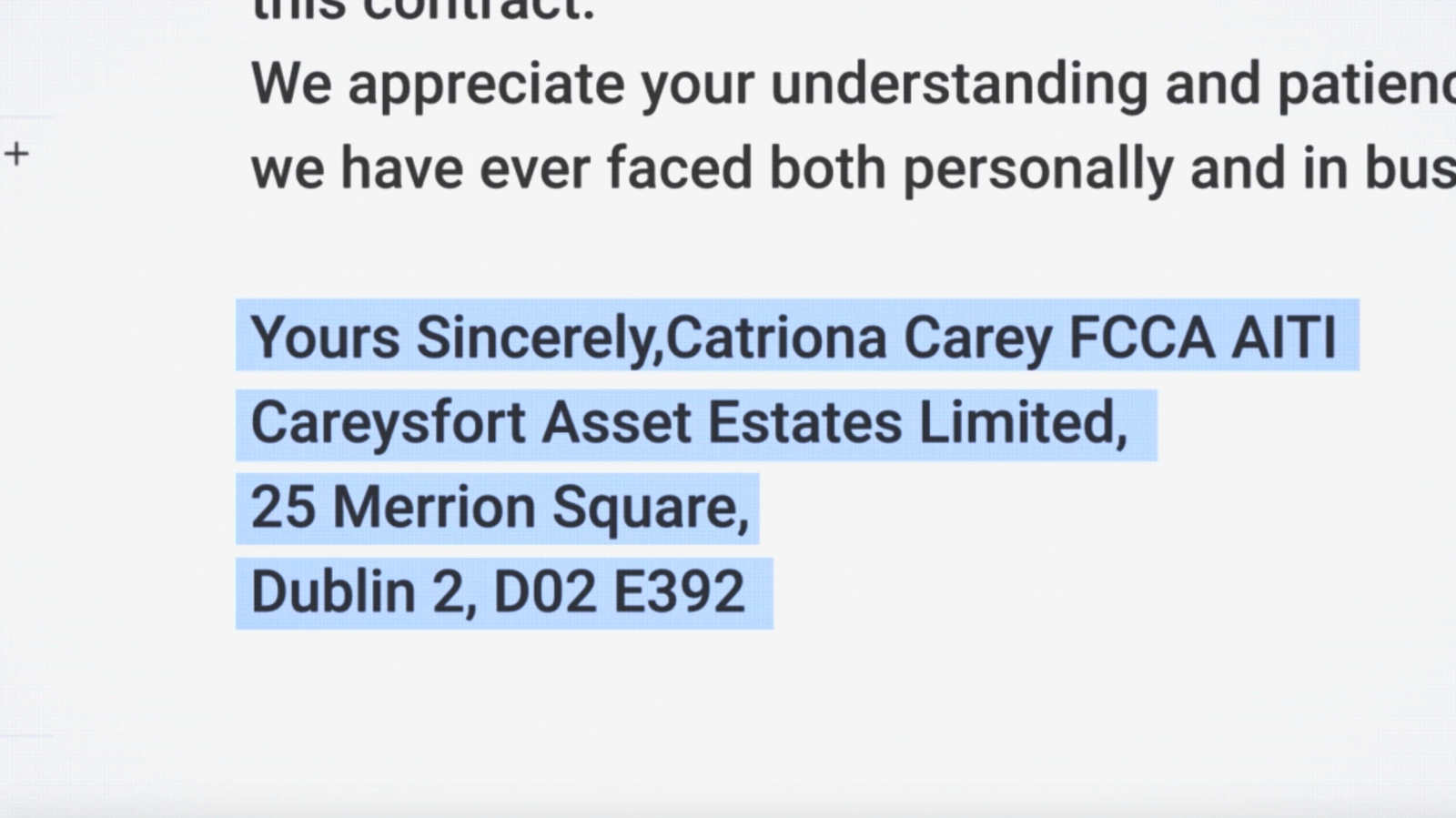 Image - Catriona Carey signed emails using acronyms that suggested she was a member of respected organisations