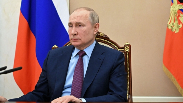 Vladimir Putin attends a meeting with Russian Defence Minister Sergei Shoigu at the Kremlin today