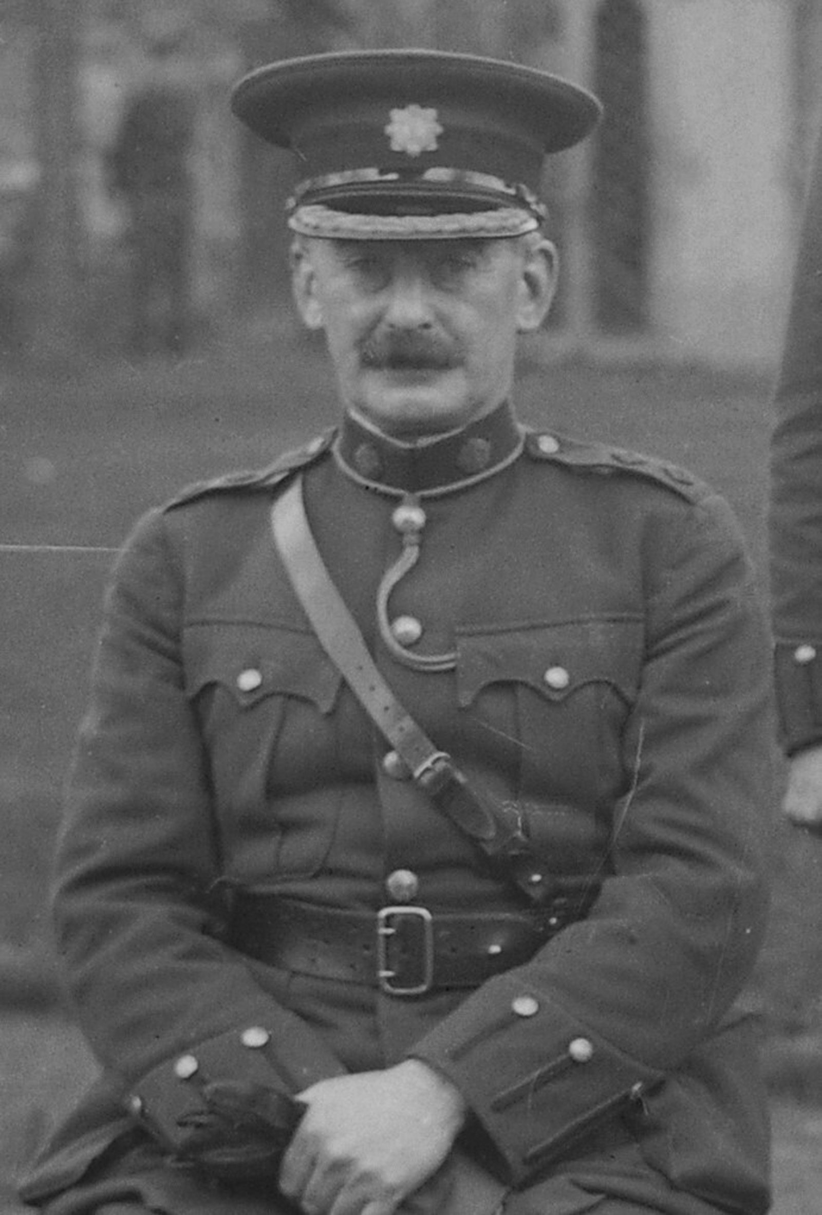 Image - RIC District Inspector Pat Walsh was handpicked by Collins to help create the new force, and was appointed deputy commissioner of the Civic Guard in 1922. Photos show him in his RIC days, and later in the Civic Guard. Image: Garda Museum and Archives