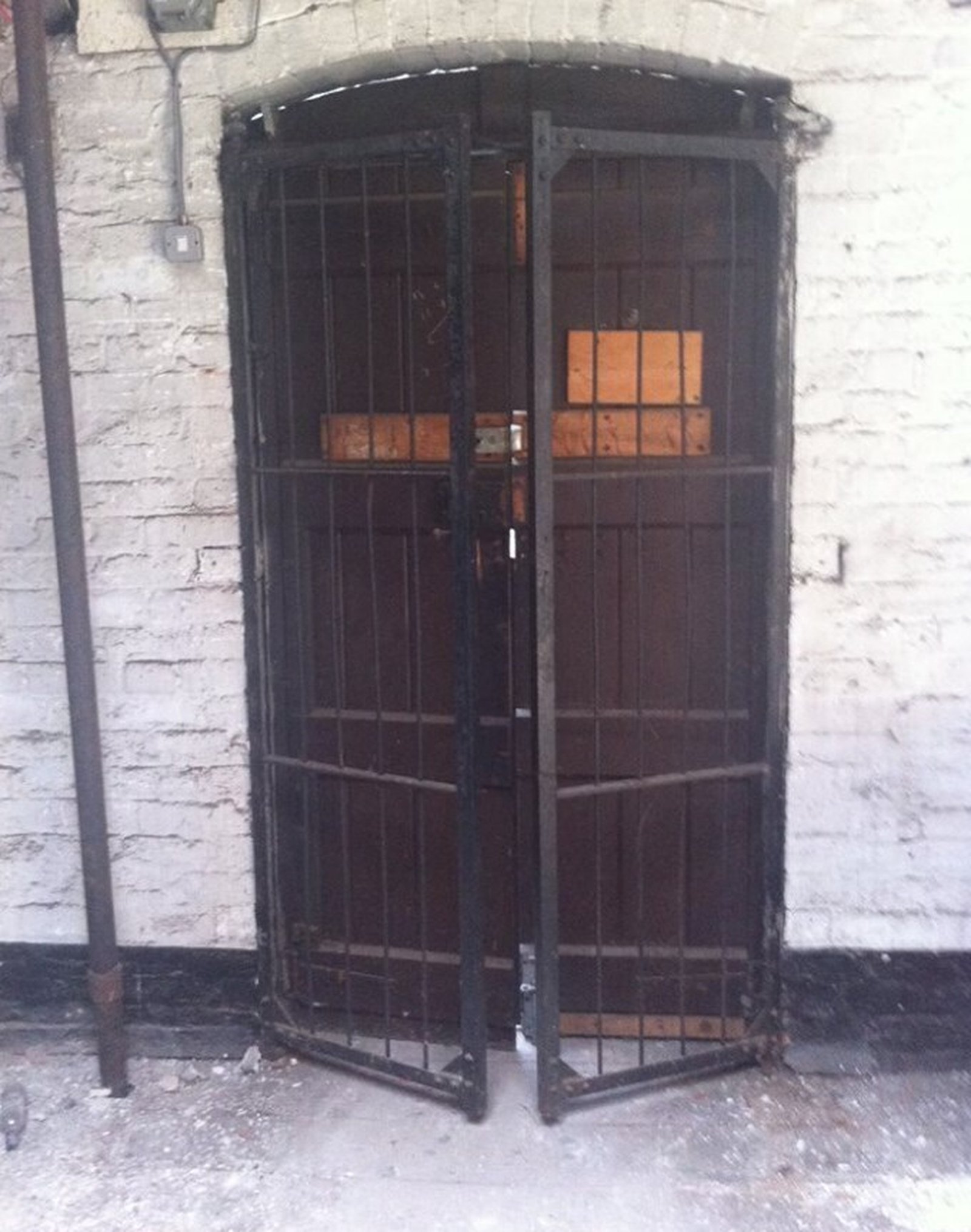 Image - A photograph of a cell door in Oriel House taken before its removal. Image: Mike McKenna, Irish Volunteer Website