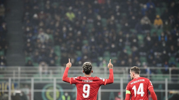 Roberto Firmino celebrates his goal against Inter Milan