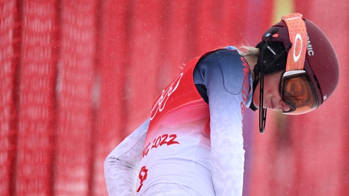 Disappointment is etched on the face of Mikaela Shiffrin