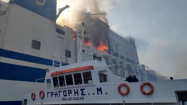 The fire and the heat on the ferry have prevented rescuers from boarding the vessel