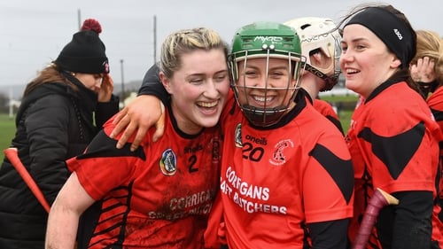 Miria O'Dowd, left, and Laura Sinnott of Oulart The Ballagh celebrate after their side's victory
