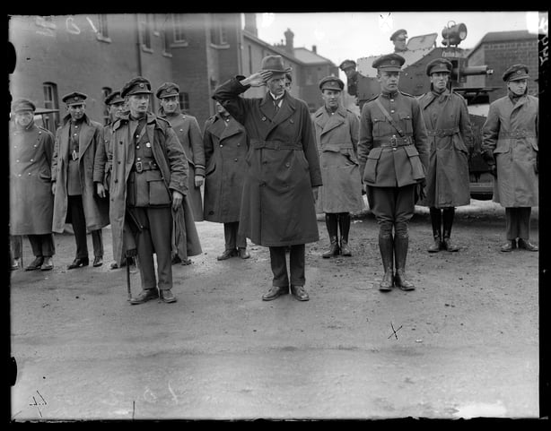 General O'Duffy saluting Free State soldiers in Portobello Barracks (1922)