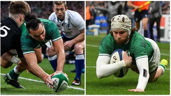 James Lowe (L) and Mack Hansen are in contention for Ireland's upcoming match against Italy