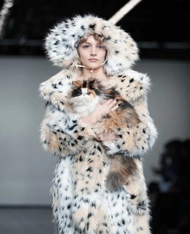 Yuhan Wang put pets on the catwalk (Yui Mok/PA)