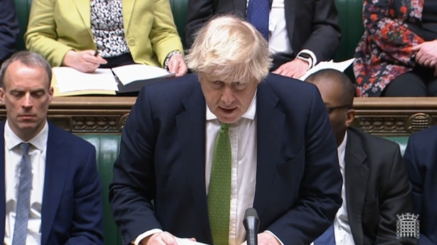 Boris Johnson addressing the House of Commons today
