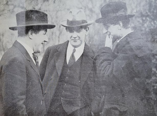Century Ireland Issue 225 - L-R: Harry Boland, Michael Collins and Éamon de Valera Photo: Irish Life, 3 March 1922